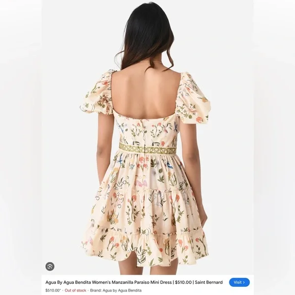 Agua Bendita Cream Floral Mini Dress - Picture 3 of 9